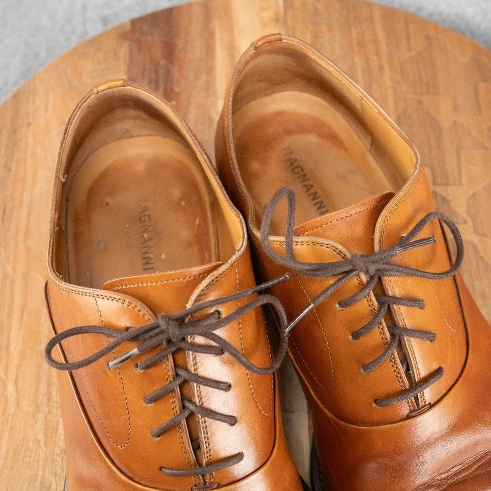 Magnanni Saffron Cuero 15959 Cap Toe Leather Dress Oxford Cigar Brown Sz 11.5 M